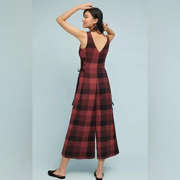 Anthro Ett:twa Plaid Check Wide-leg Jumpsuit - Picture 2 of 9